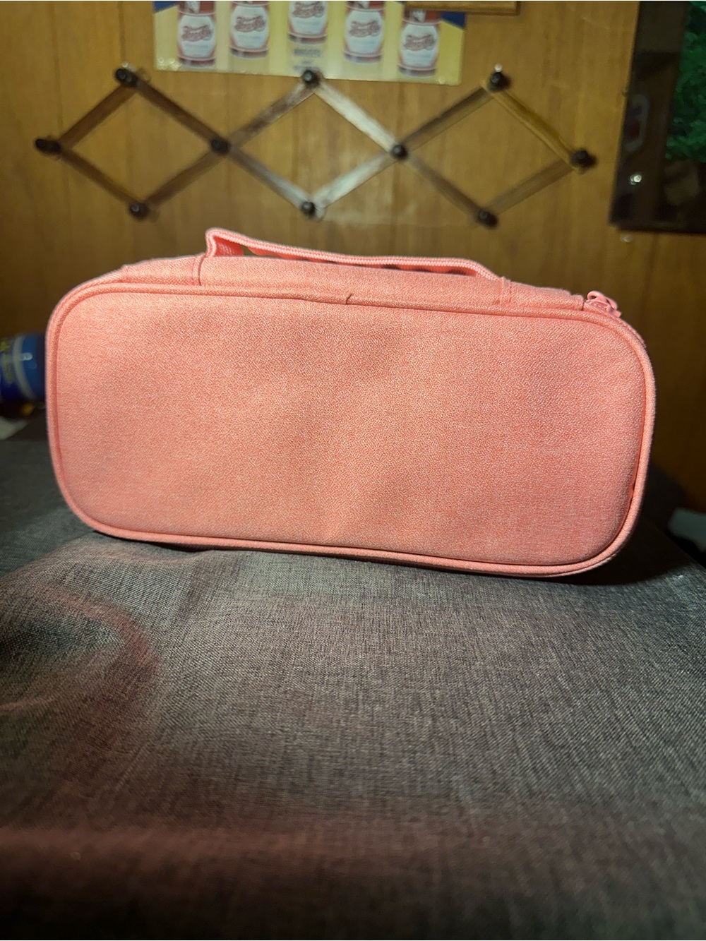 Coral Pink Canvas Travel Pouch